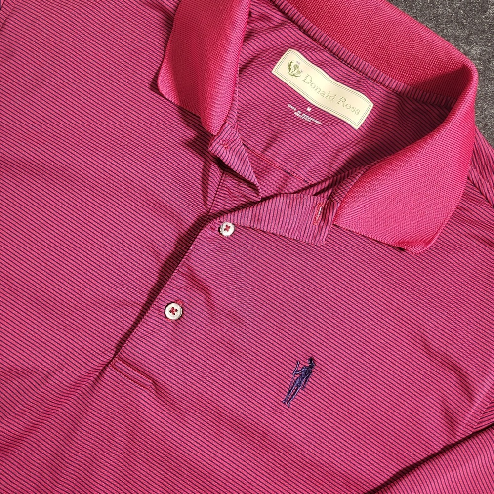 Donald Ross Golf Polo Striped Men's Medium Red/ Maroon & Blue